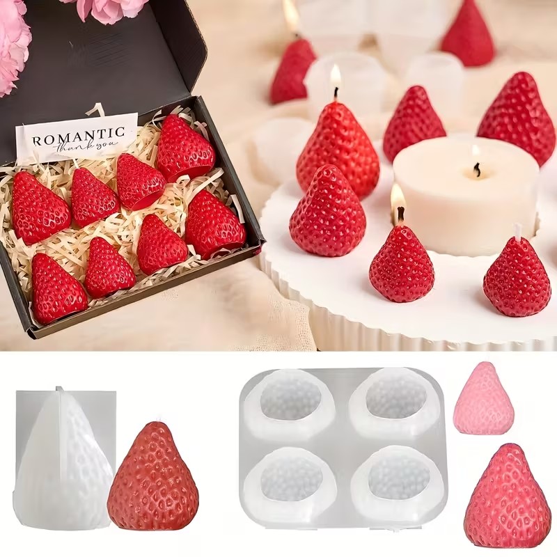 Soap Making Silicone Molds - Strawberry Silicone Candle Mold for DIY