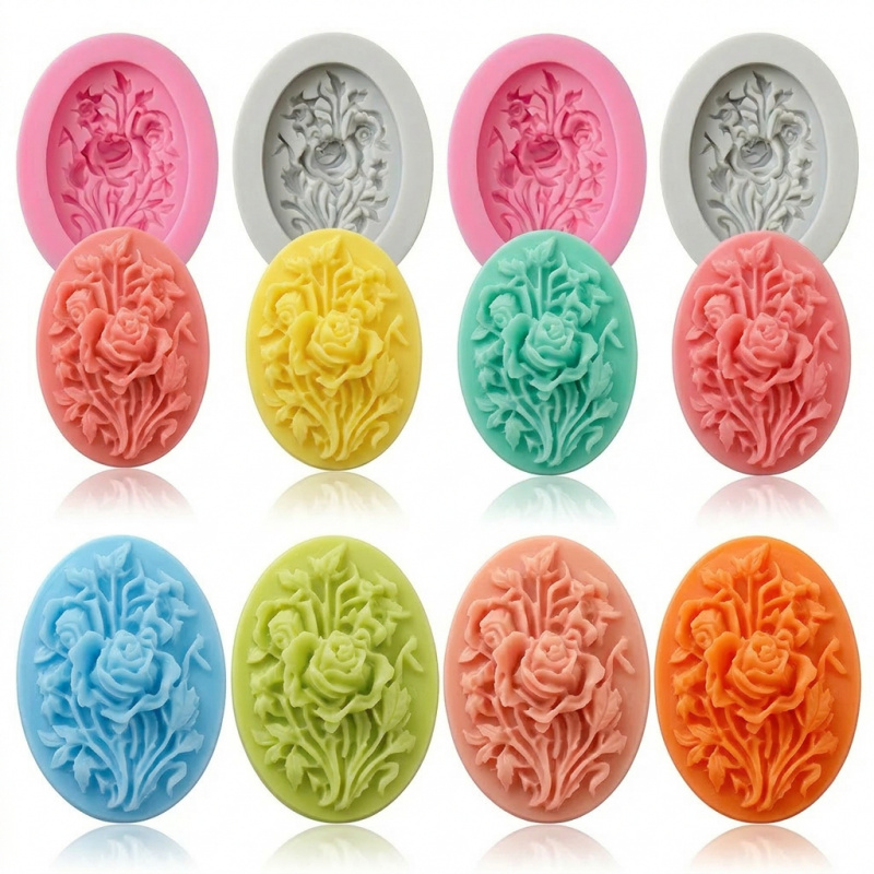 Soap Making Silicone Molds - 4 Silicone mold with flower shape，Easy-to-demold