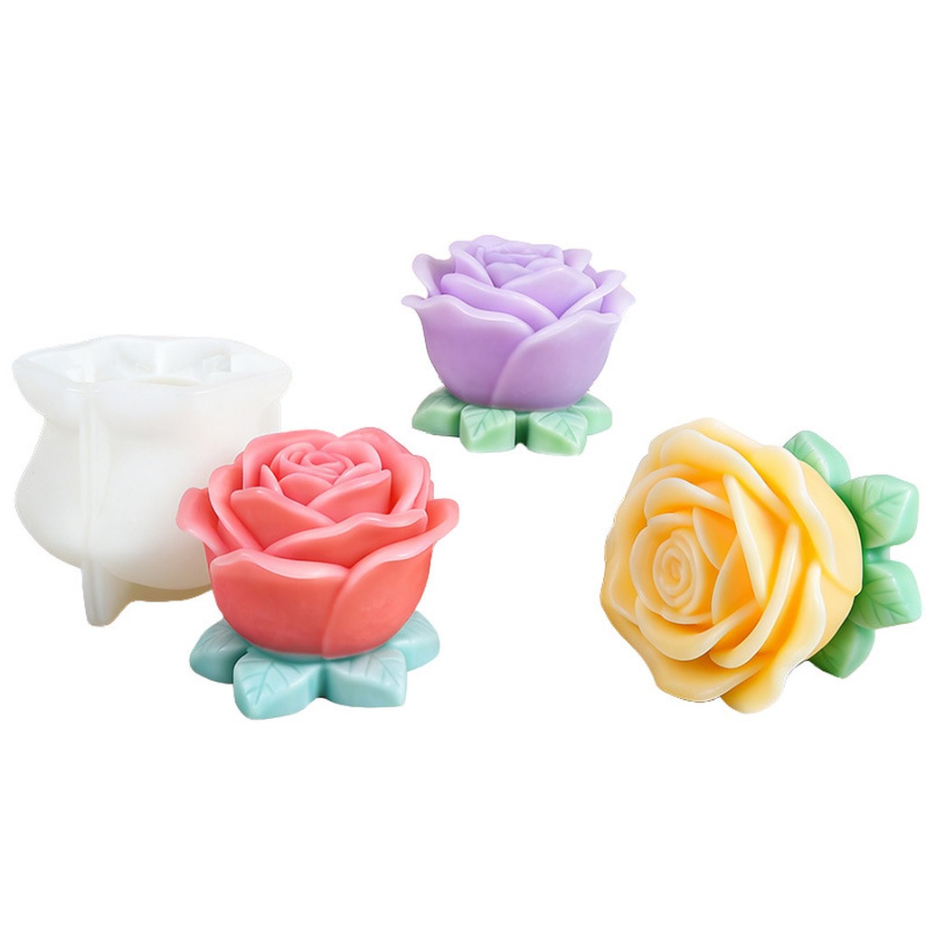 Soap Making With Soap Base - 3D Rose Candle Mold with Leaves