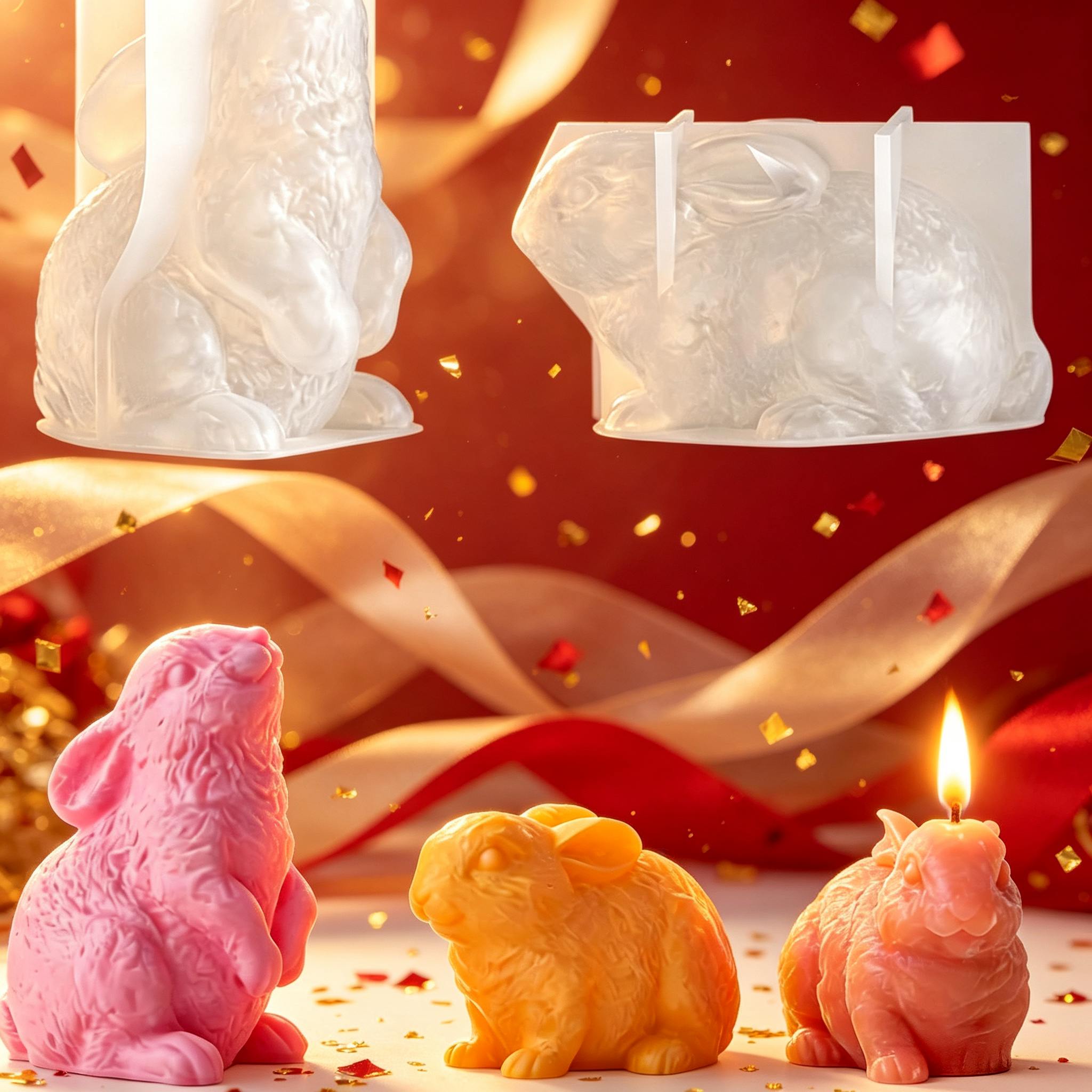 Soap Making Party - 3D Rabbit Silicone Candle Mold 2
