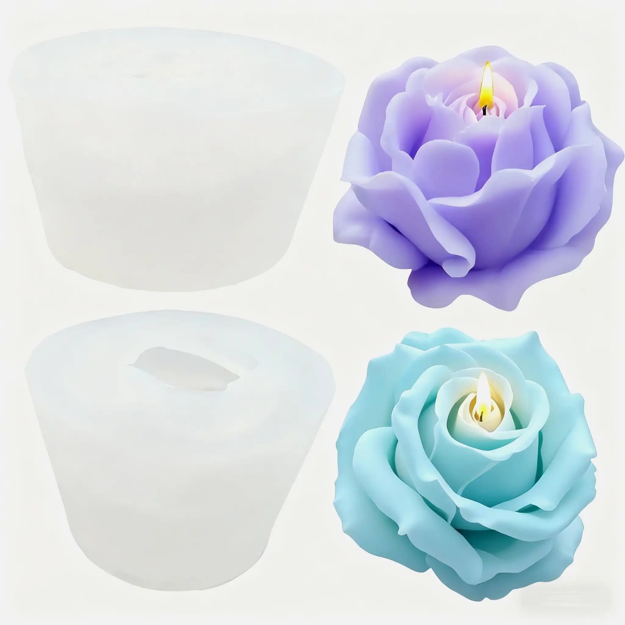 2-Piece Romantic 3D Rose Silic - Quality Soap Making Kit 评论和价格