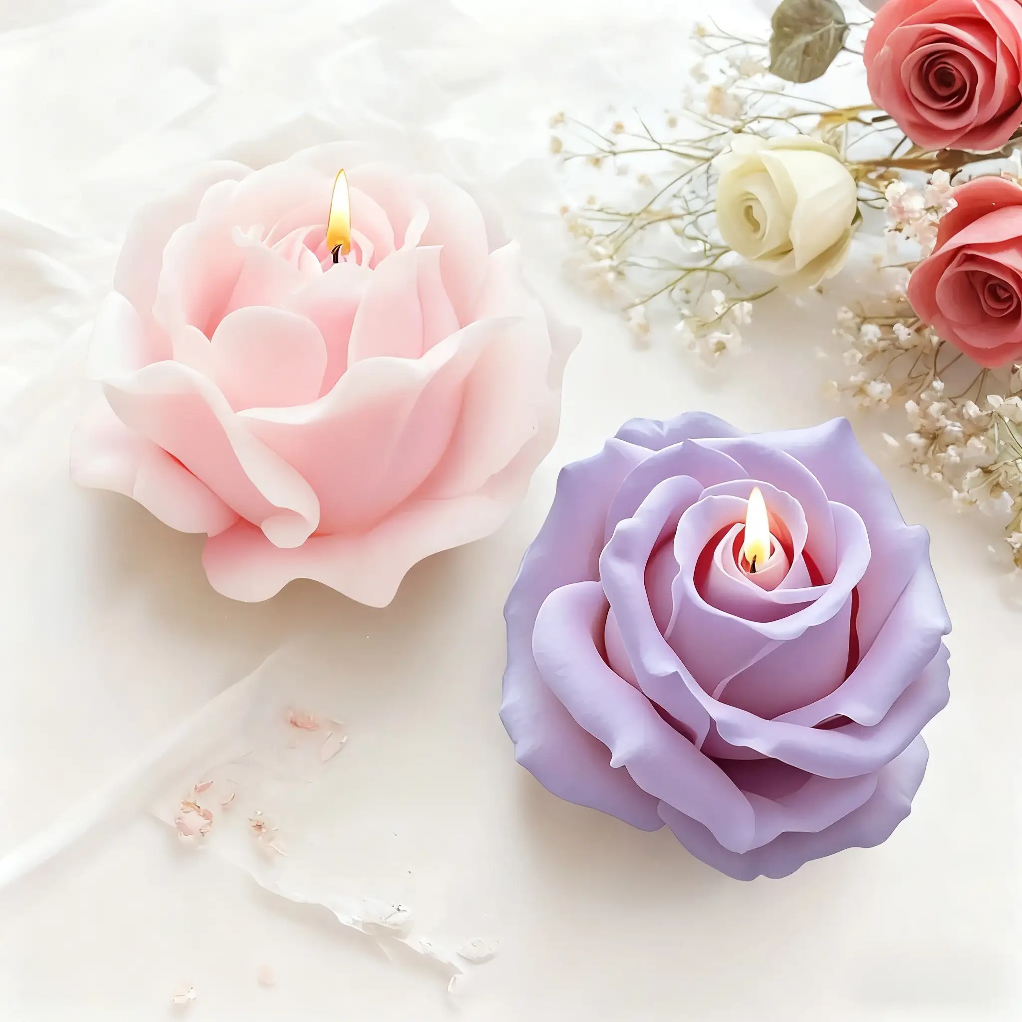 2-Piece Romantic 3D Rose Silic - Quality Soap Making Kit 评论和价格
