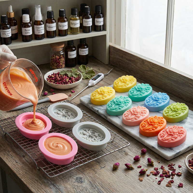 4 Silicone mold with flower sh - Soap Making Silicone Molds 评论和价格
