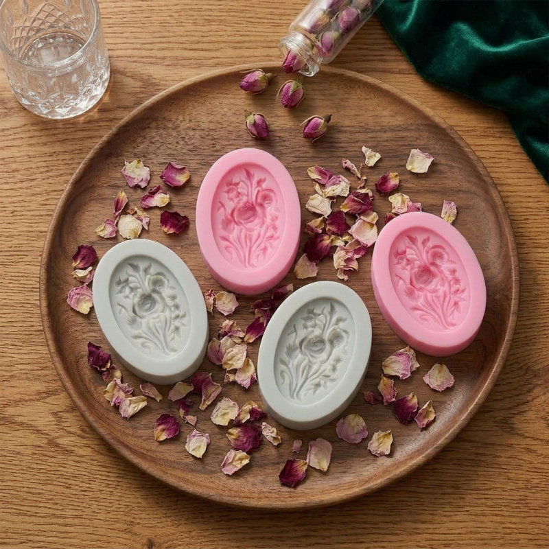 4 Silicone mold with flower sh - Soap Making Silicone Molds 评论和价格