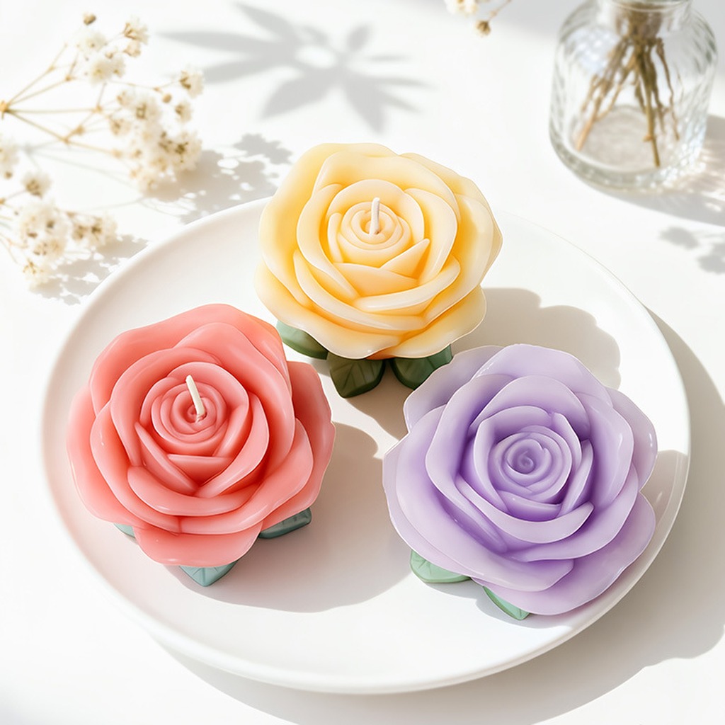 3D Rose Candle Mold with Leave - Soap Making With Soap Base 评论和价格