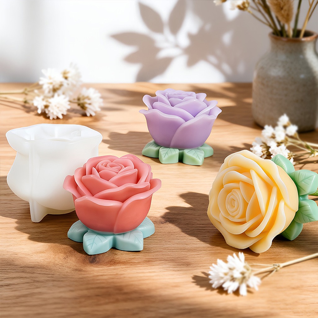 3D Rose Candle Mold with Leave - Soap Making With Soap Base 评论和价格