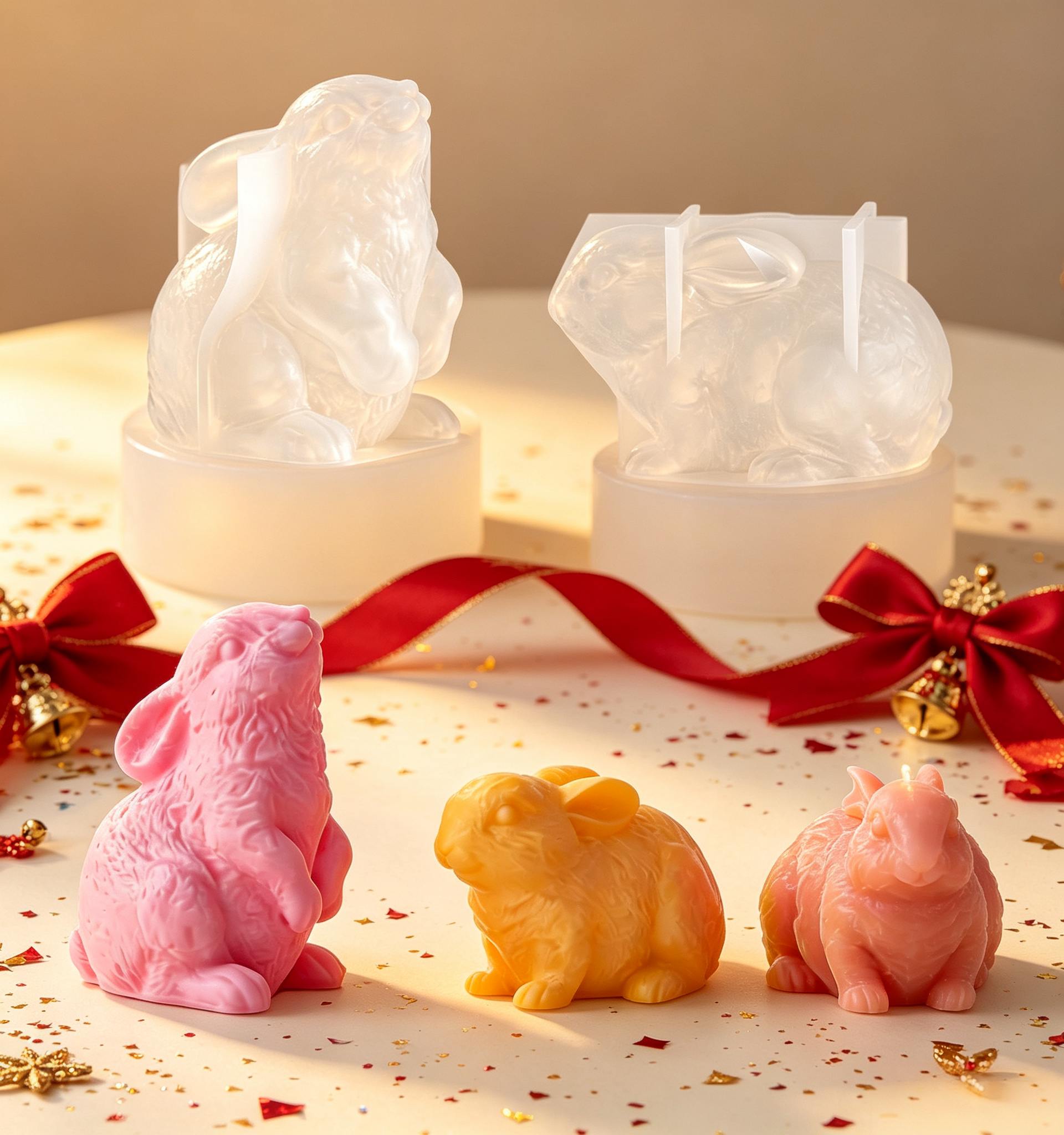 3D Rabbit Silicone Candle Mold - Soap Making Party 评论和价格